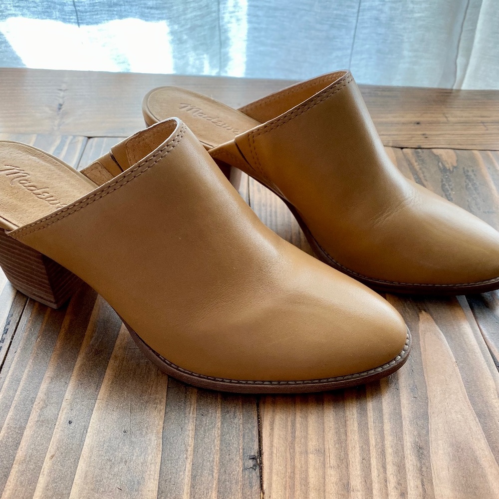 LIKE NEW Women's Madewell Harper Mule Amber Brown Leather Size 7